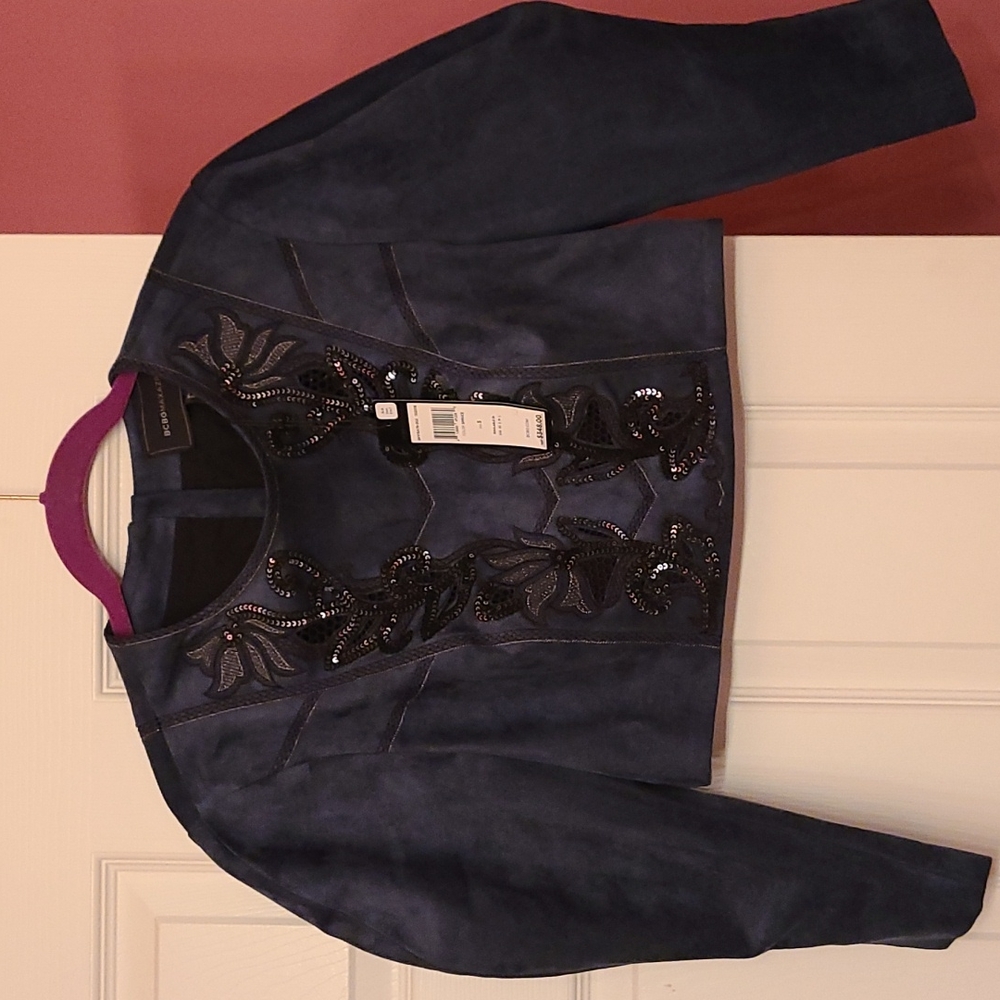 BCBGMAXAZRIA Faux Suede Cropped Top